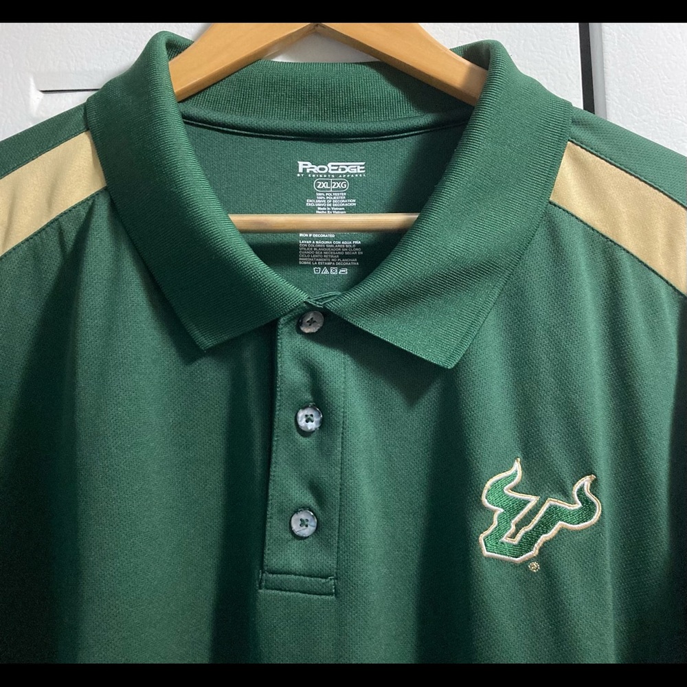 USF ProEdge by Knights Apparel, dark green, embroidered Bull 100% Polyester, 2XL